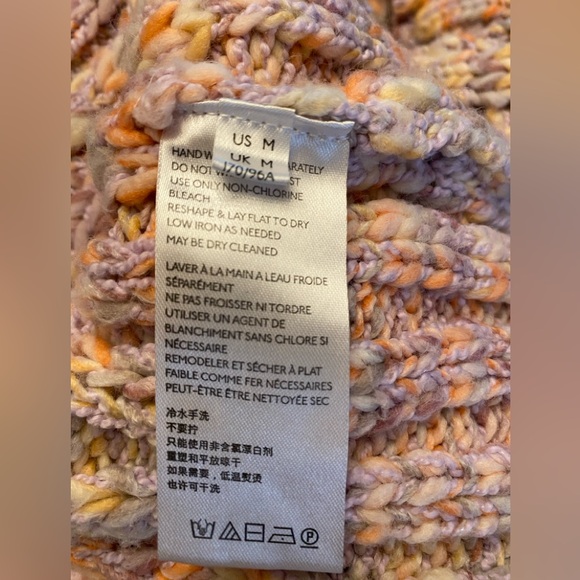 Free People Confetti Pullover Cropped Oversized snuggly Pink Sweater Size M - Picture 6 of 8